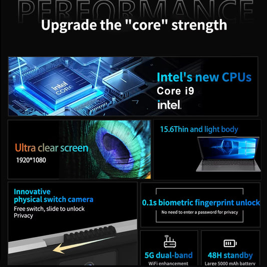 2026 15.6 Inch Gaming Laptop Intel Core i9 10980HK 32GB RAM 2TB SSD Win 11 Pro Fingerprint Unlock Backlit Keyboard Computer PC