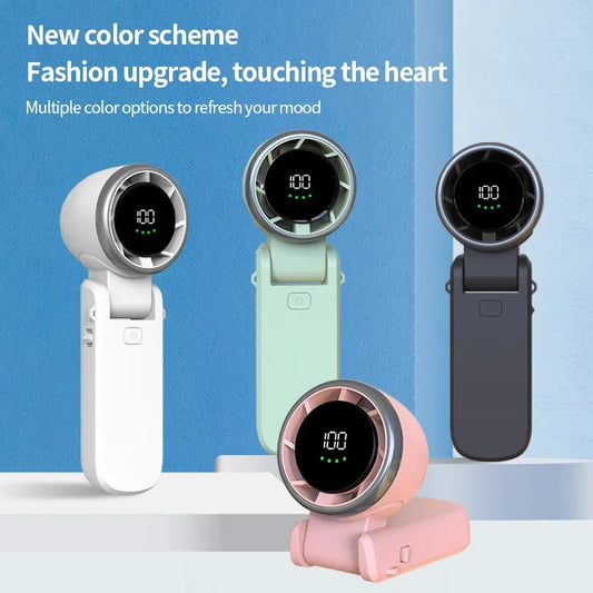 2026 New Portable Handheld Fan High-speed Powerful Adjustable Turbo USB Rechargeable Fans LED Display MINI Turbo Fan