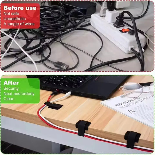 20pcs Nylon Cable Management Clips - Black & White, Desk Organizer for Data and Computer Cables desktop organizer office