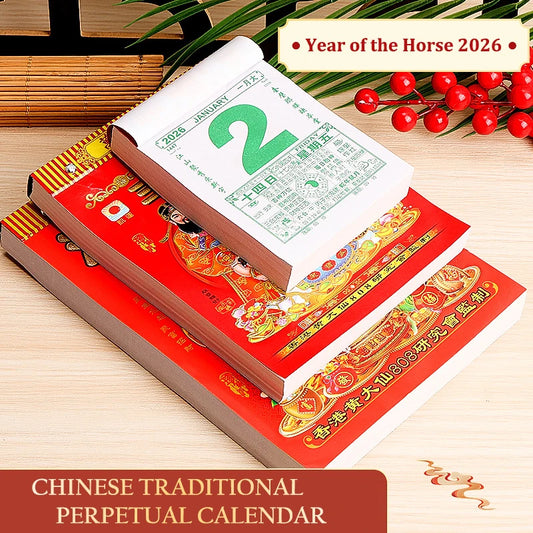 2026 Old Imperial Calendar Durable Tearable Chinese Style Traditional Horse Years Hanging Calendar Wall Calendar New Year Gift